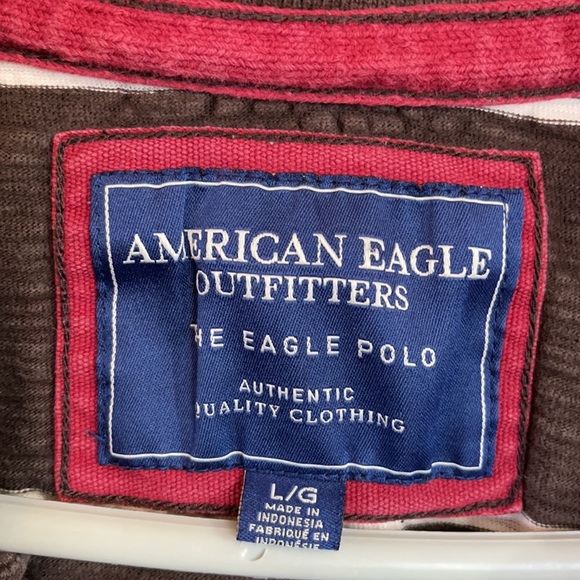 Brn/wht striped American Eagle long sleeve size L - Picture 2 of 4
